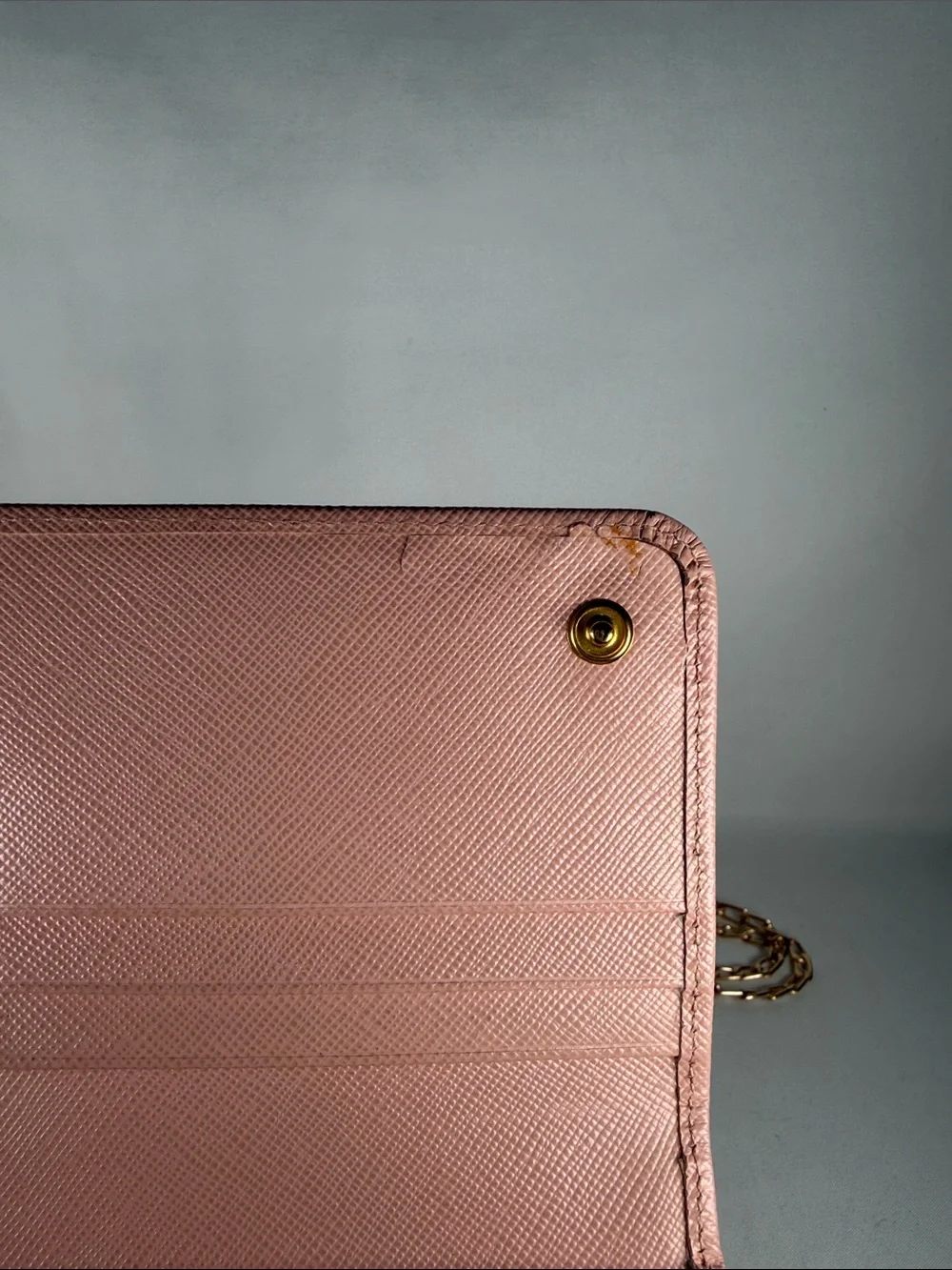Authentic Prada Pink Bow-Detail Wallet with chain